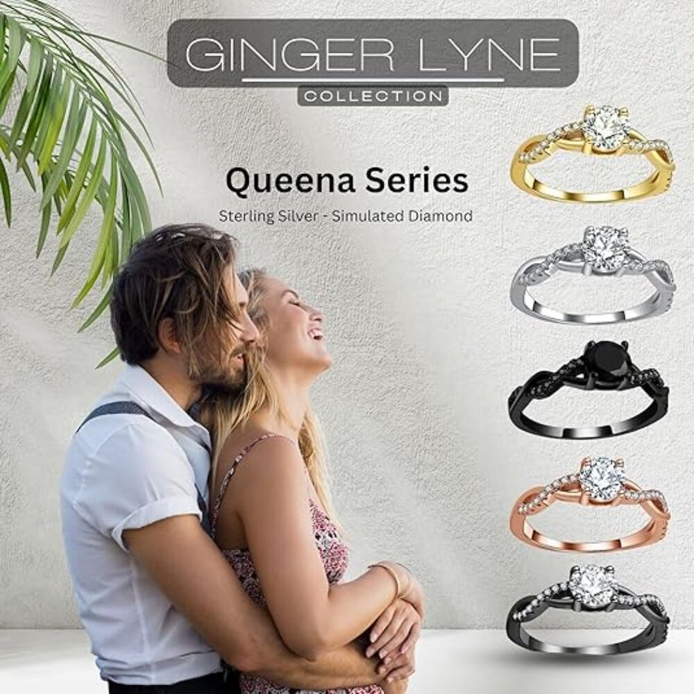 Twist CZ Engagement Rings for Women by Ginger Lyne - Picture 3 of 14